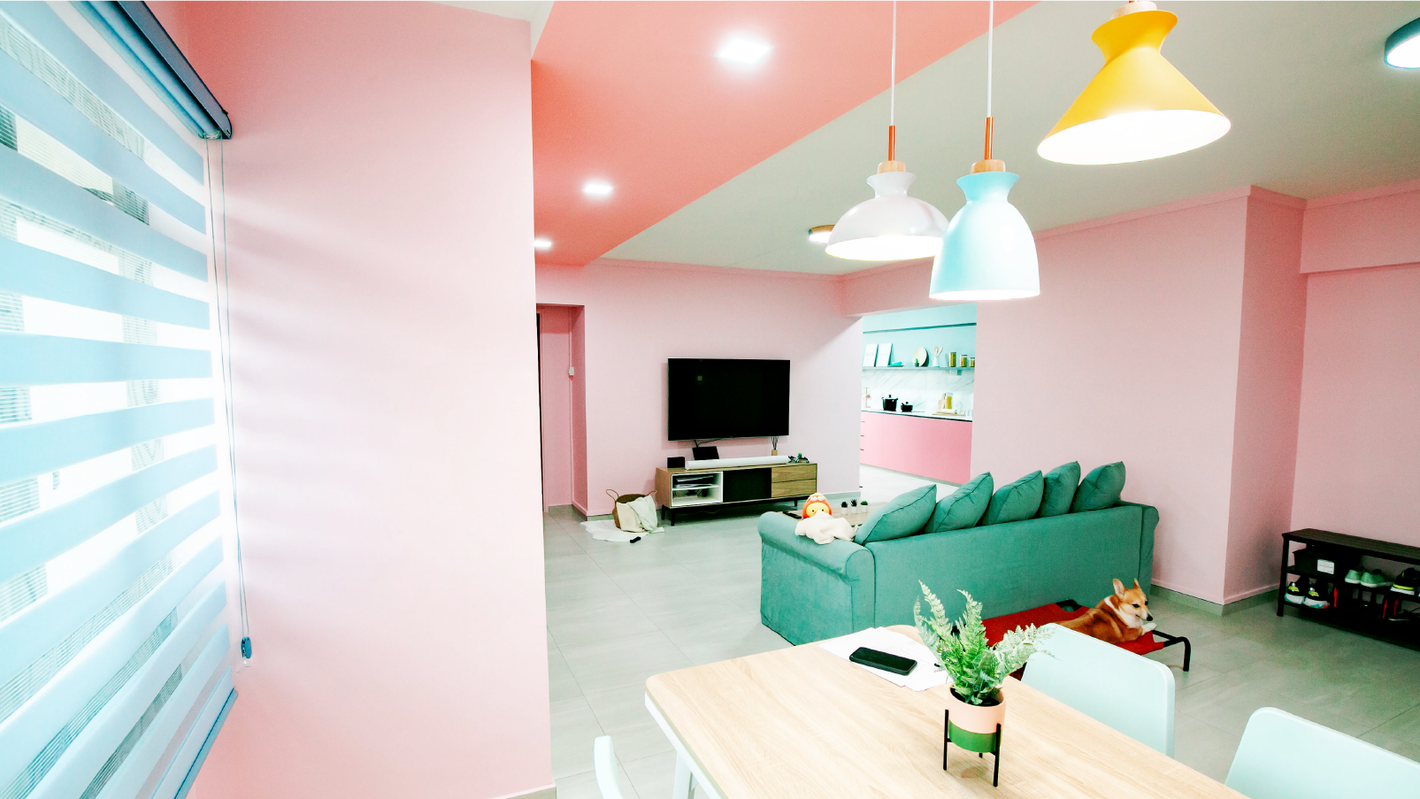 pastel pop, living room