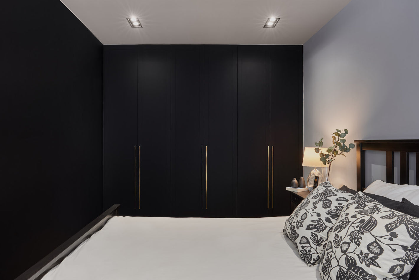 dark modern classic, bedroom