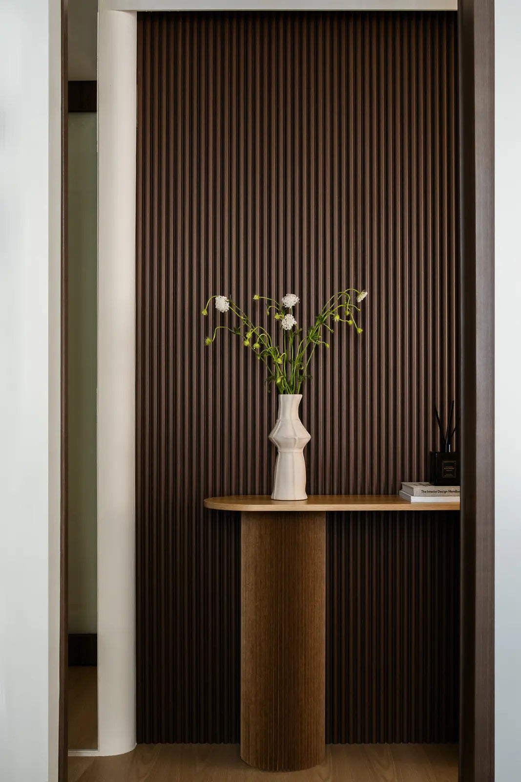 Scandinavian home with fluted wall panels